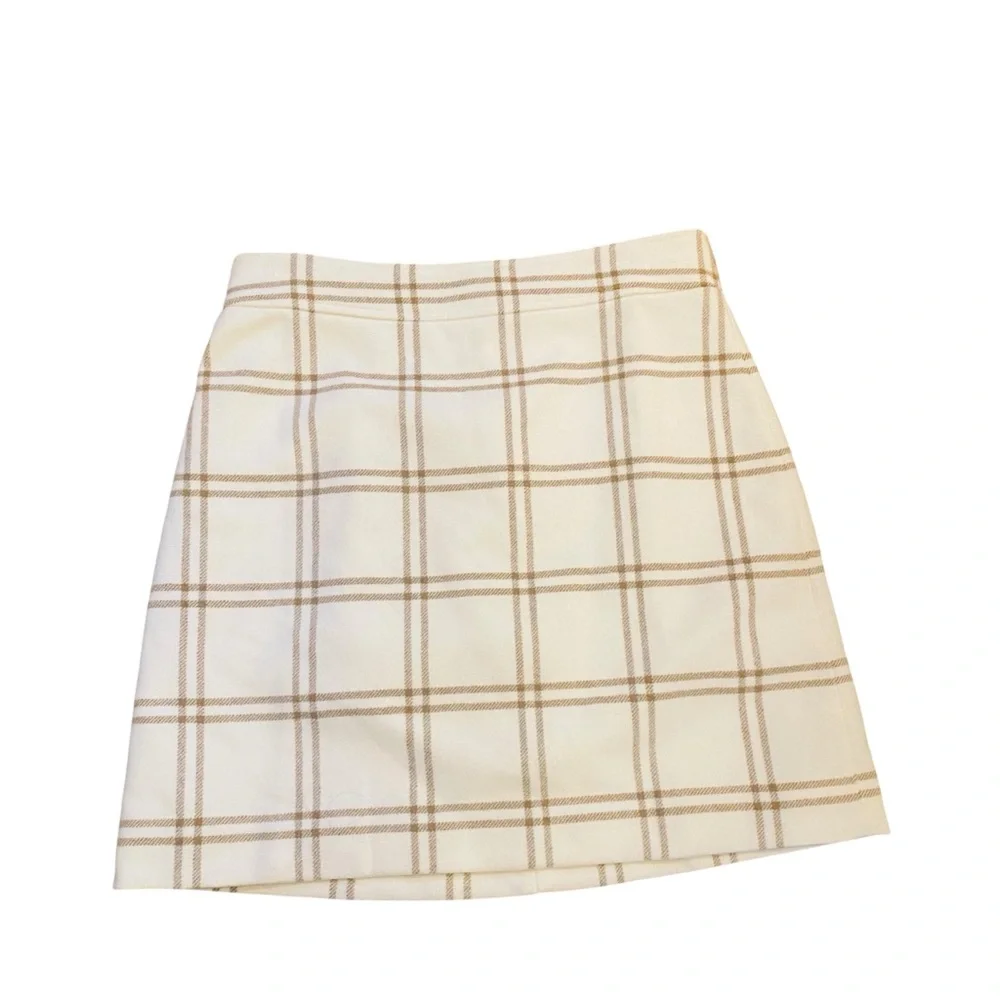NWT J. Crew Wool Blend A-Line Mini Skirt Plaid Windowpane J.Crew Factory Size 10